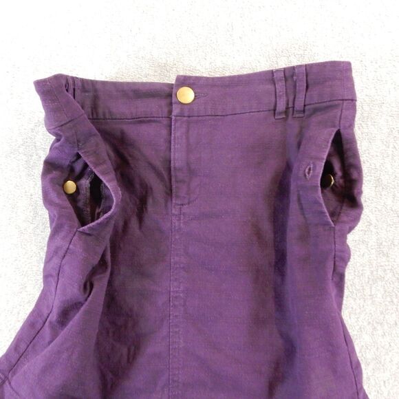 Gap Mini Skirt 1 W31 Dark Purple Solid Pockets Short Button 100% Cotton Canvas - Picture 6 of 8